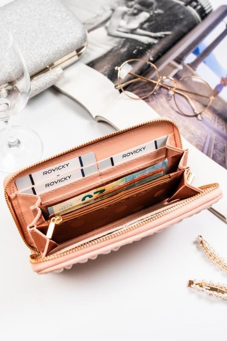 Portfel, różowy, skóra ekologiczna, Rovicky