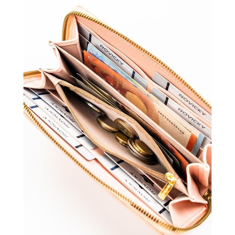 Portfel, różowy, skóra ekologiczna, Rovicky