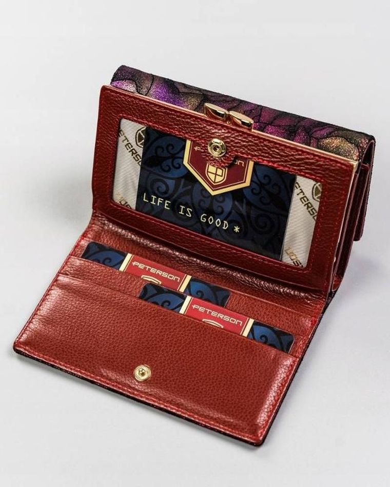 Portfel, różowy, skórzany, Peterson