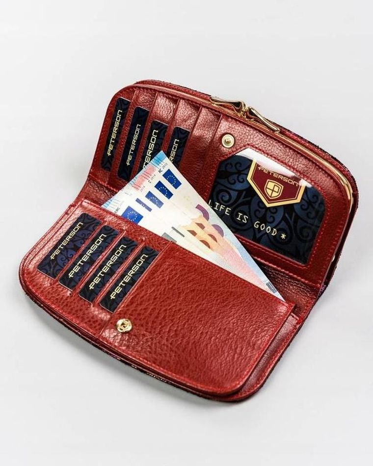 Portfel, różowy, skórzany, Peterson