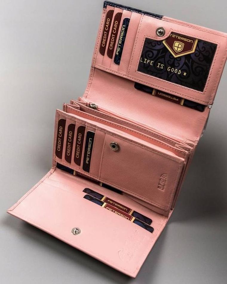 Portfel, różowy, skórzany, Peterson