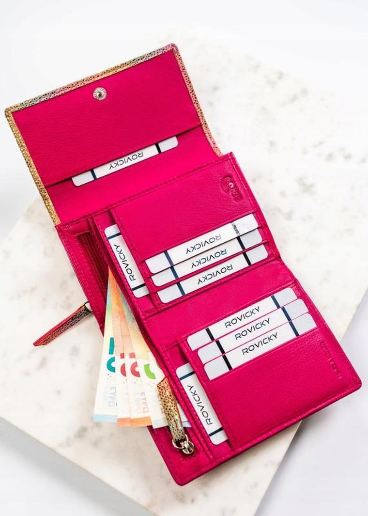 Portfel, różowy, skórzany, Rovicky