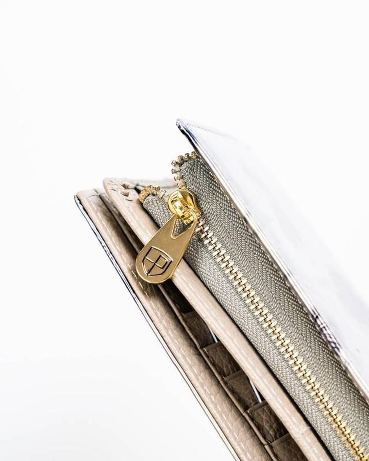 Portfel, srebrno-niebieski, skórzany, RFID, Peterson