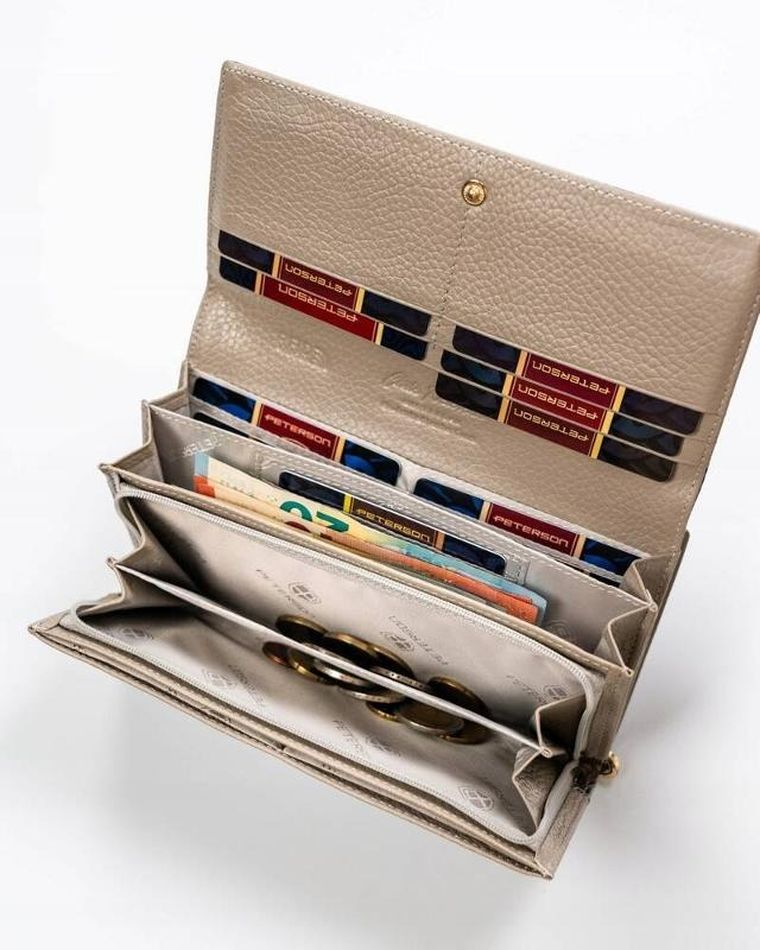 Portfel, srebrno-niebieski, skórzany, RFID, Peterson