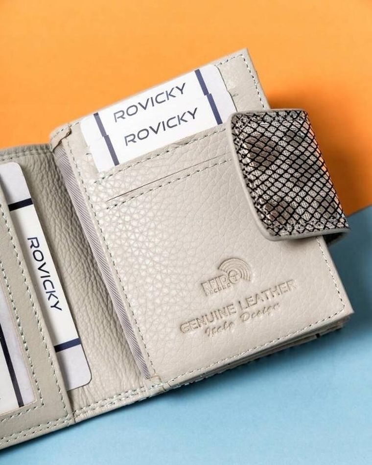 Portfel, srebrny, skórzany, Lorenti