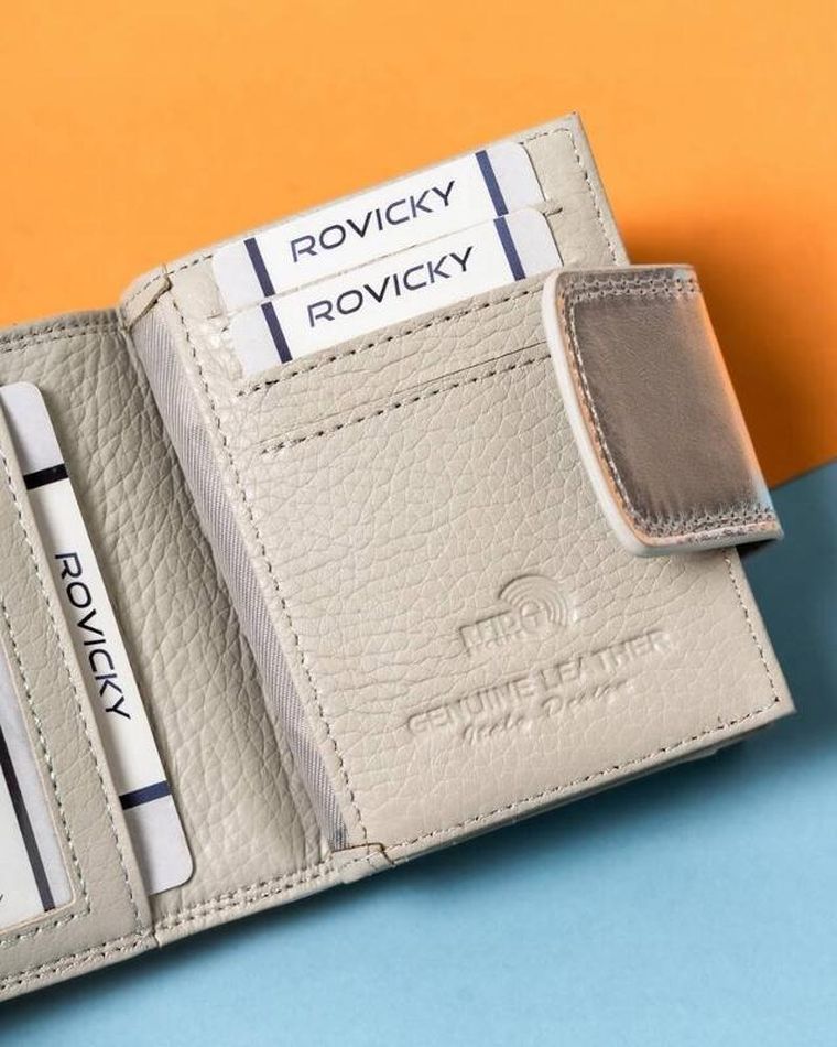 Portfel, srebrny, skórzany, Lorenti