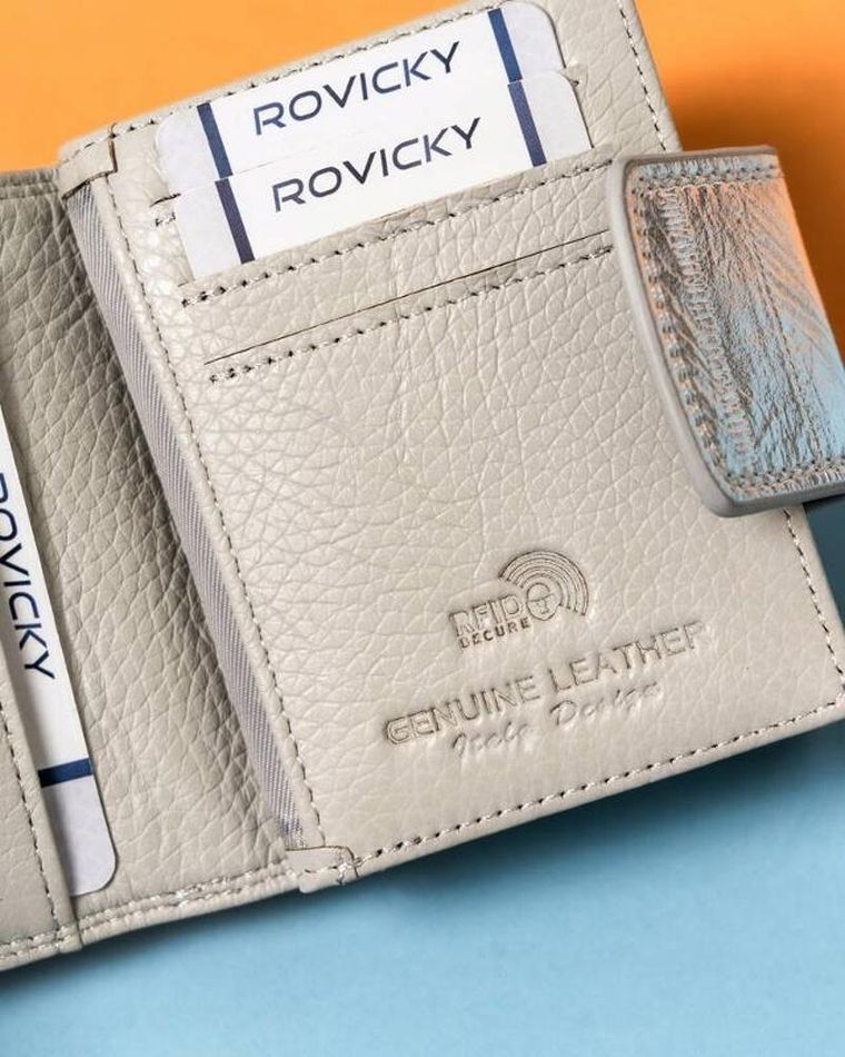 Portfel, srebrny, skórzany, Lorenti