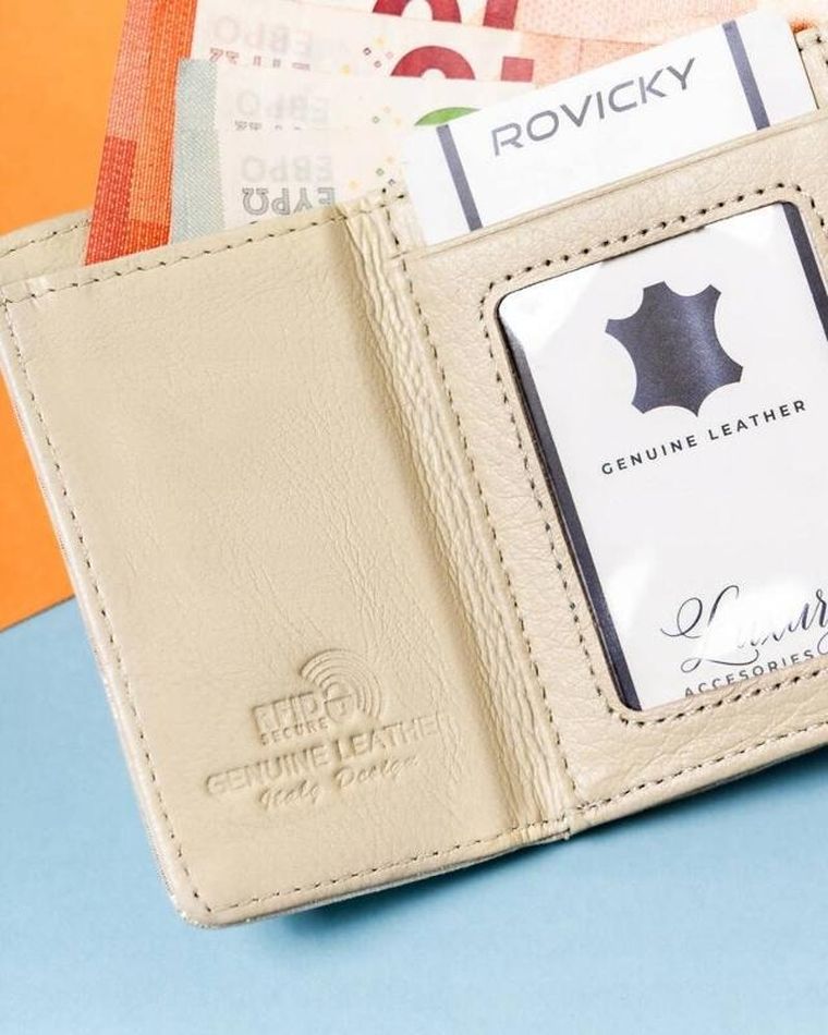 Portfel, srebrny, skórzany, RFID, Lorenti