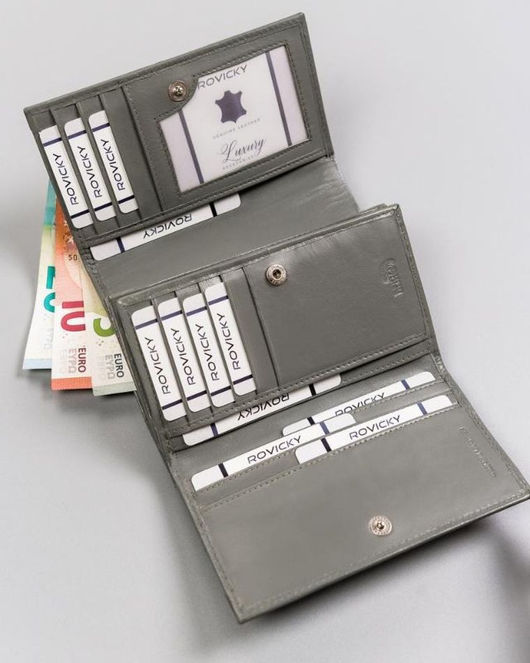 Portfel, szary, skórzany, Cavaldi