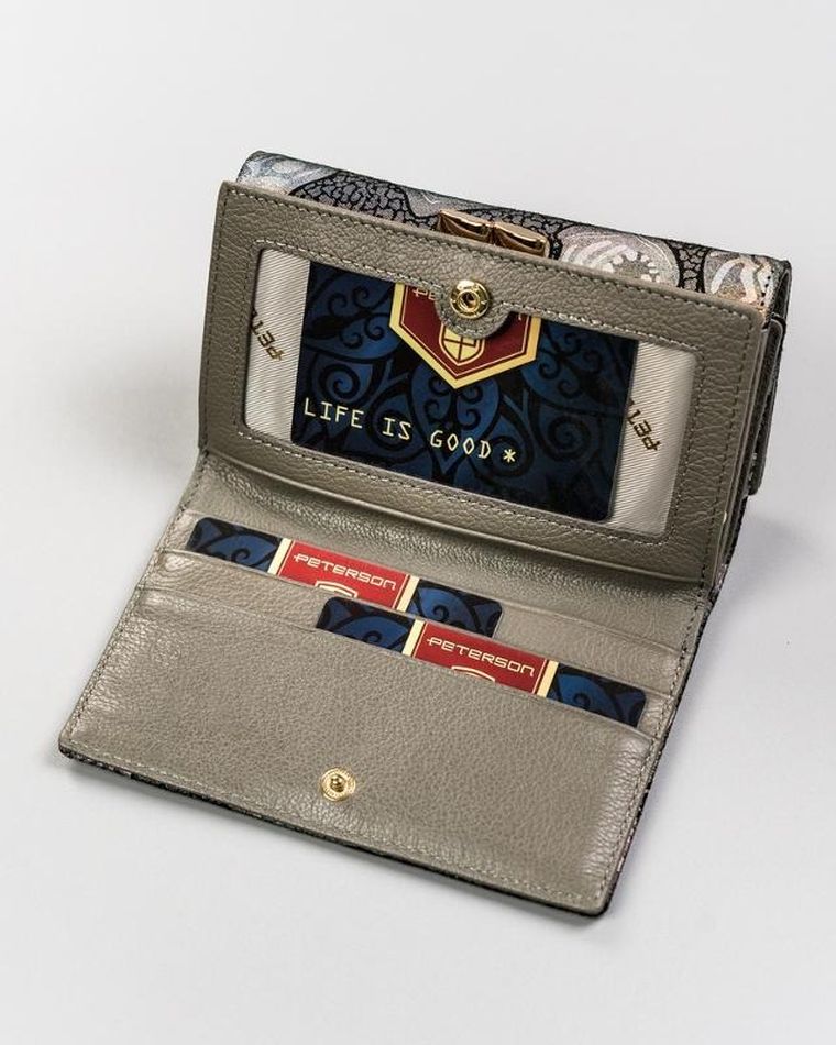 Portfel, szary, skórzany, Peterson