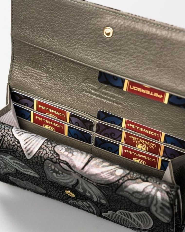 Portfel, szary, skórzany, Peterson