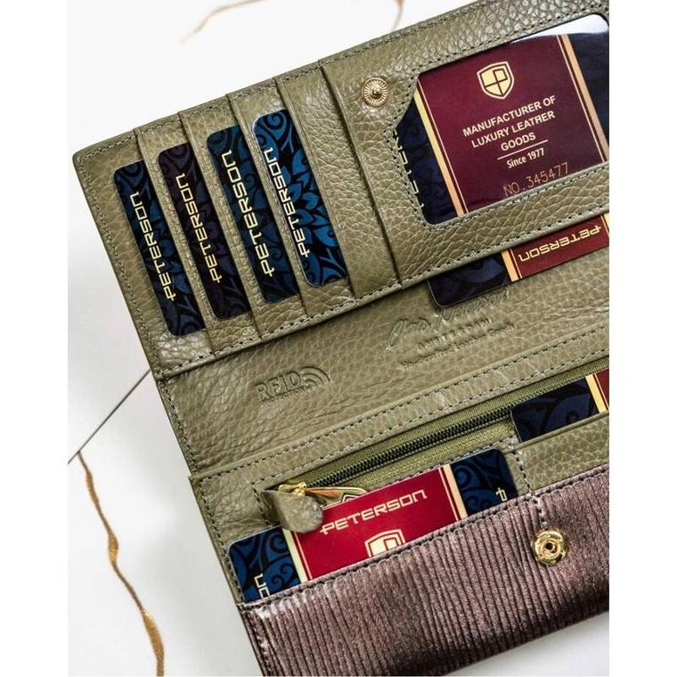 Portfel, szary, skórzany, Peterson