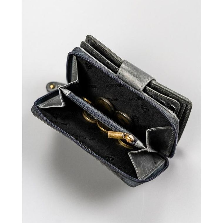 Portfel, szary, skórzany, Peterson