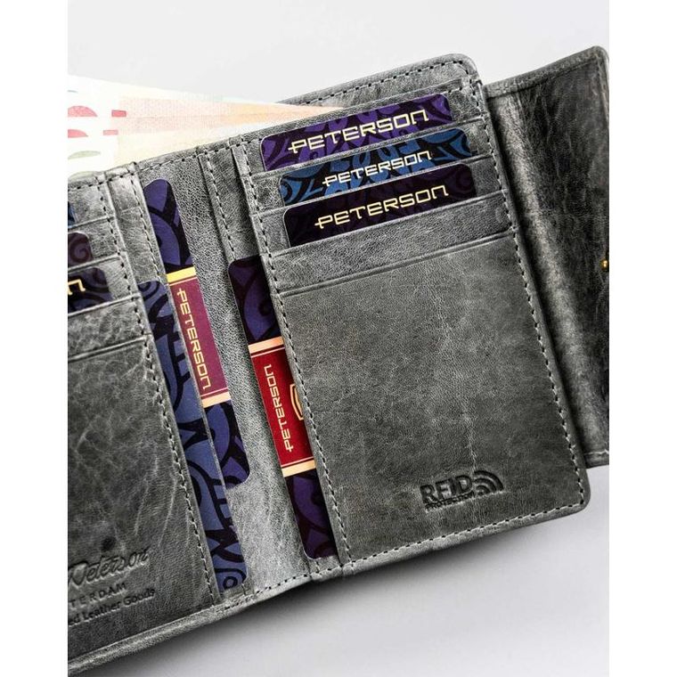 Portfel, szary, skórzany, Peterson