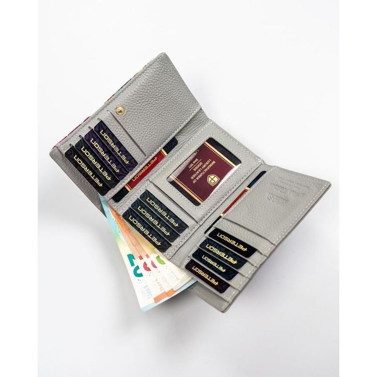 Portfel, szary, skórzany, Peterson