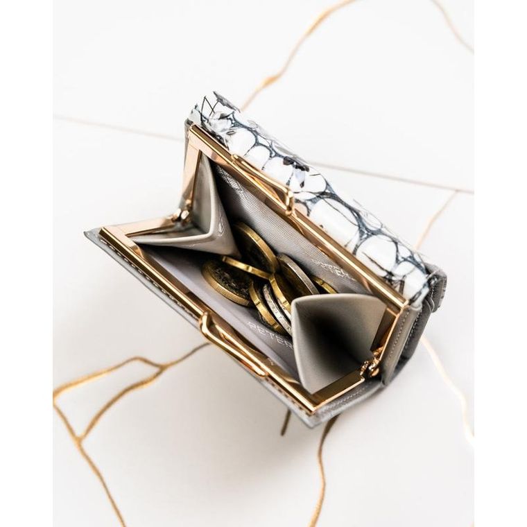 Portfel, szary, skórzany, Peterson