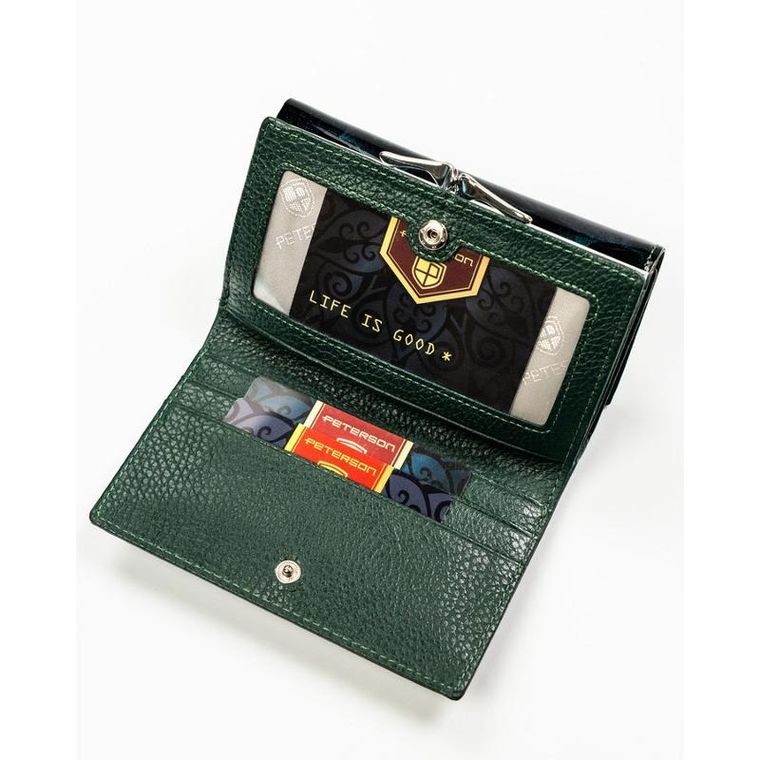 Portfel, zielony, skóra ekologiczna, Peterson