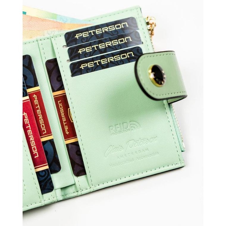 Portfel, zielony, skóra ekologiczna, Peterson