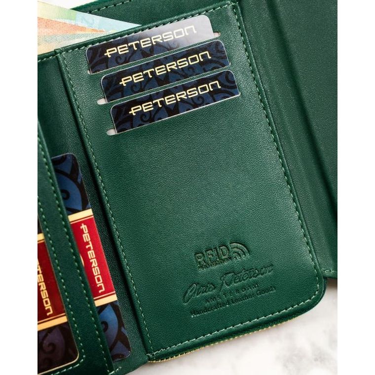 Portfel, zielony, skóra ekologiczna, Peterson