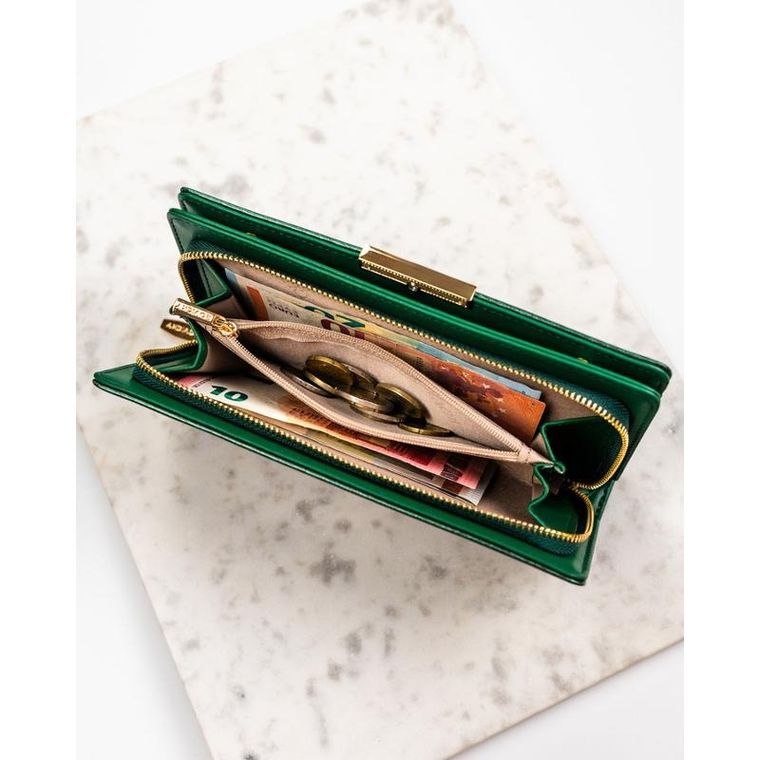 Portfel, zielony, skóra ekologiczna, RFID, Rovicky