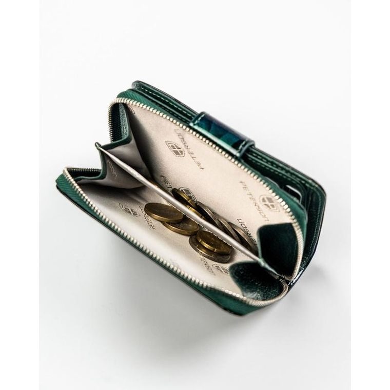 Portfel, zielony, skóra naturalna i ekologiczna, Peterson