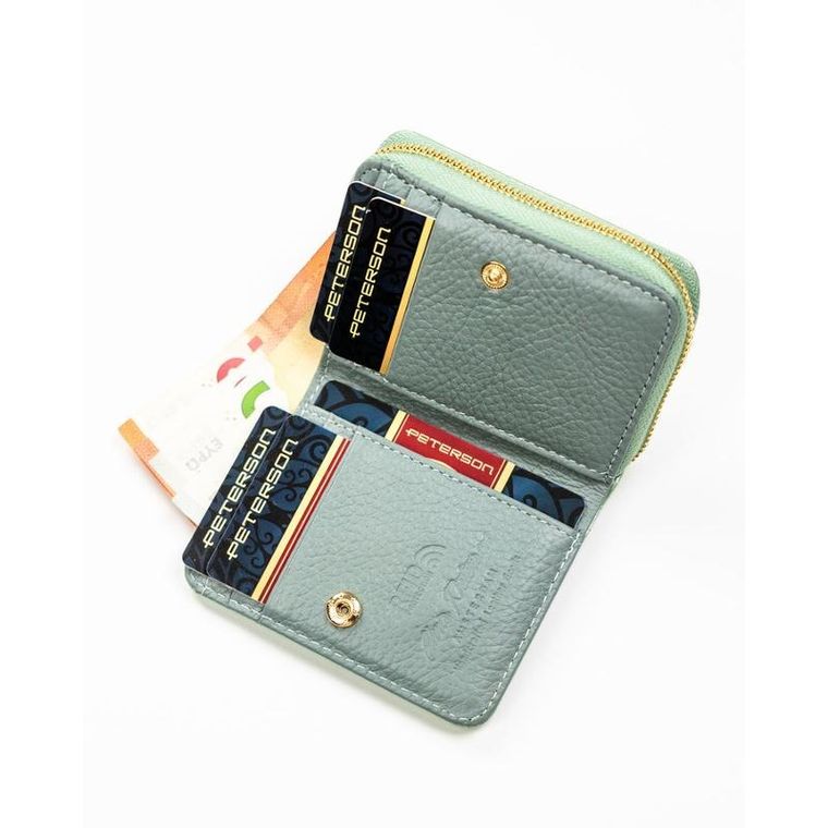 Portfel, zielony, skóra naturalna i ekologiczna, Peterson