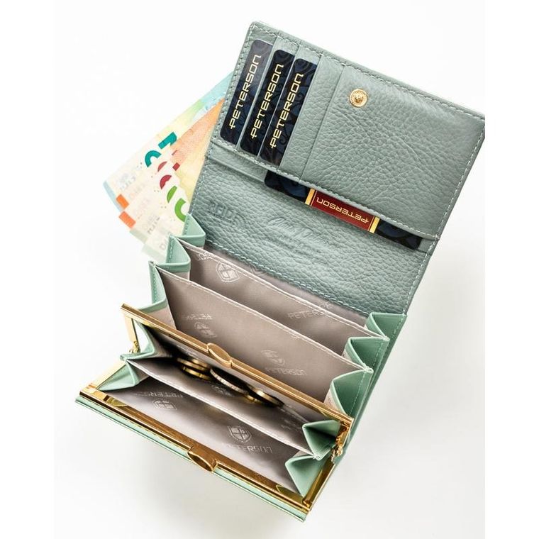 Portfel, zielony, skóra naturalna i ekologiczna, Peterson