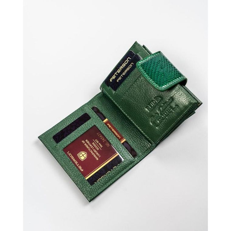 Portfel, zielony, skórzany, Petereson