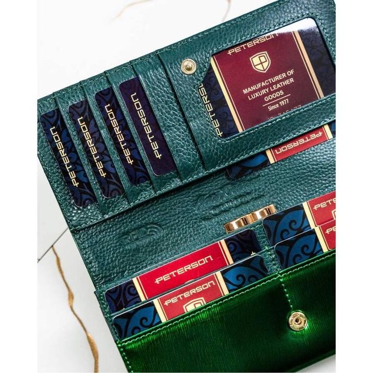 Portfel, zielony, skórzany, Peterson
