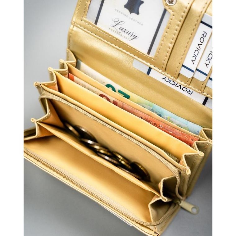 Portfel, złoty, skóra ekologiczna, 4U Cavaldi