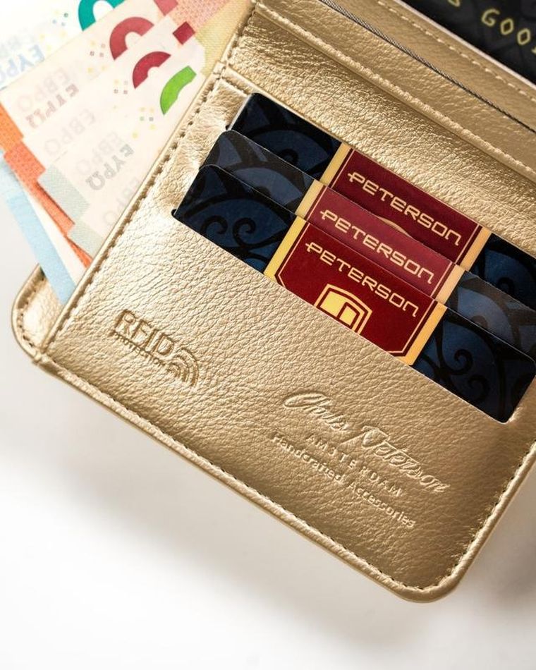 Portfel, złoty, skóra ekologiczna, Peterson