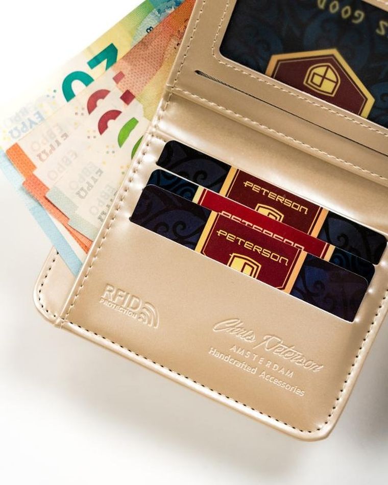 Portfel, złoty, skóra ekologiczna, Peterson