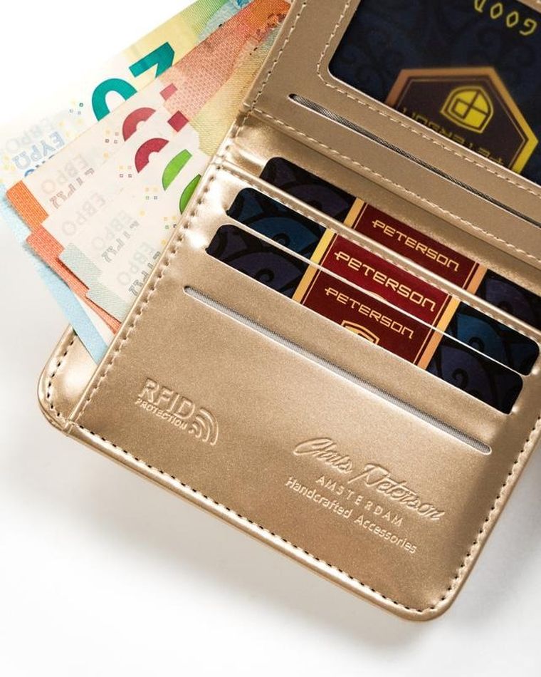 Portfel, złoty, skóra ekologiczna, Peterson