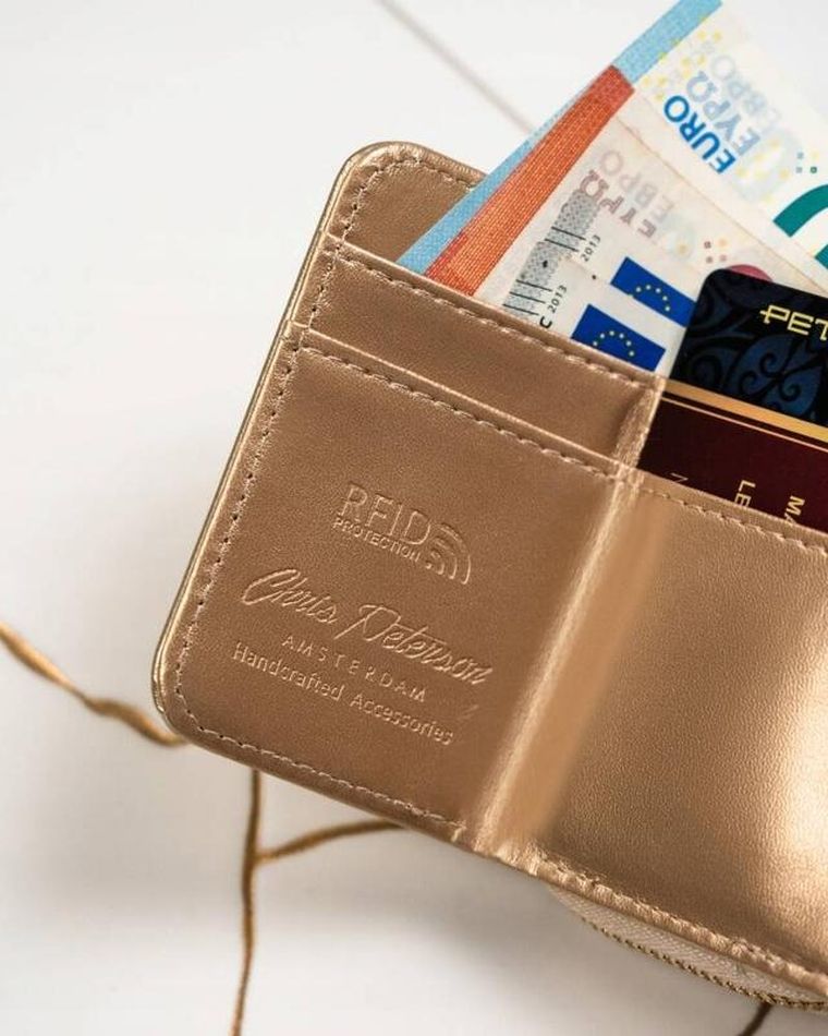 Portfel, złoty, skóra ekologiczna, Peterson