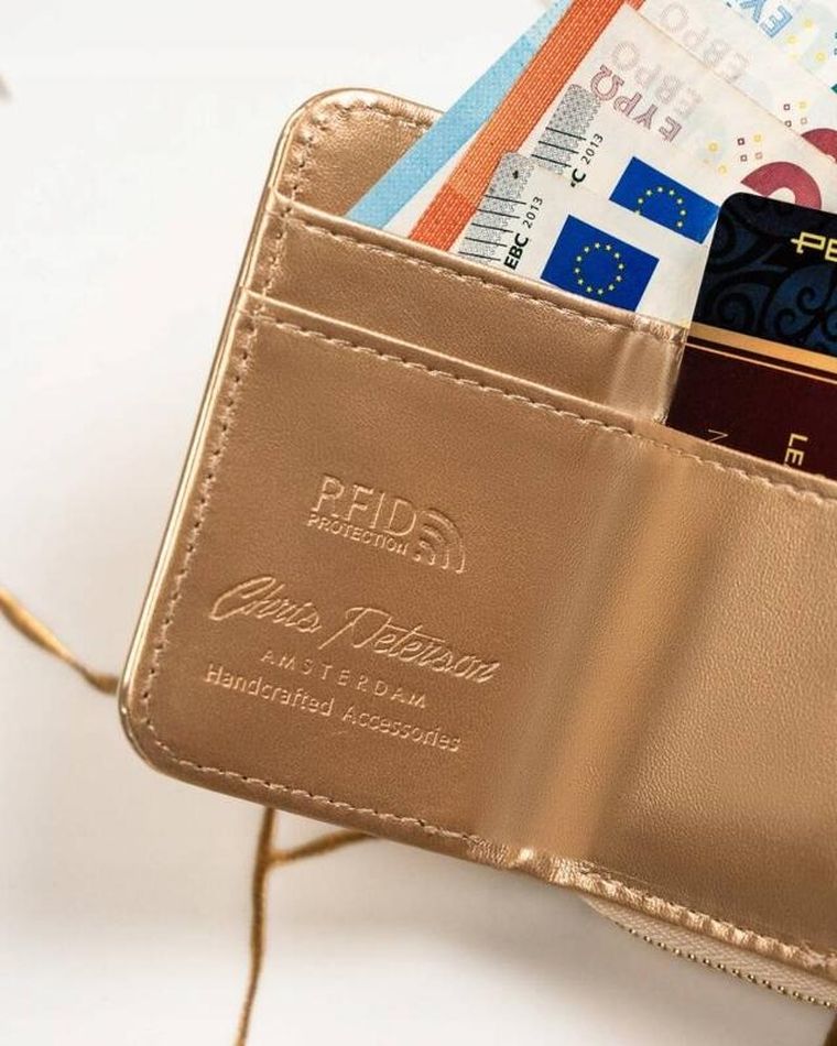Portfel, złoty, skóra ekologiczna, Peterson
