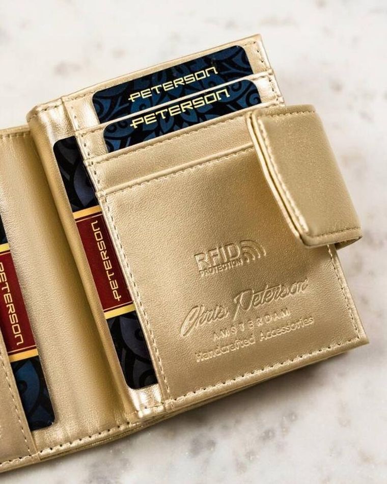 Portfel, złoty, skóra ekologiczna, Peterson