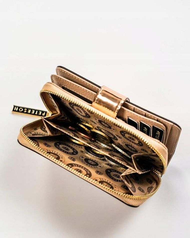 Portfel, złoty, skórzany, Peterson