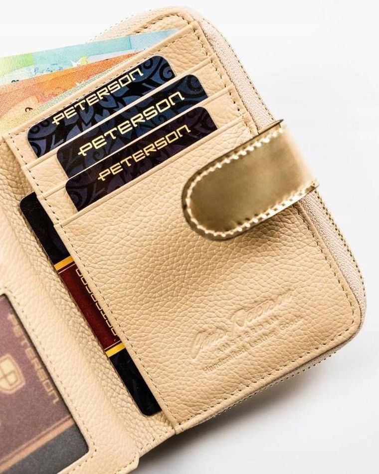 Portfel, złoty, skórzany, Peterson