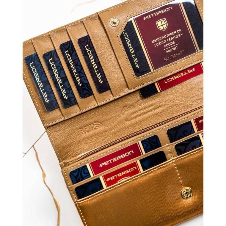 Portfel, złoty, skórzany, Peterson