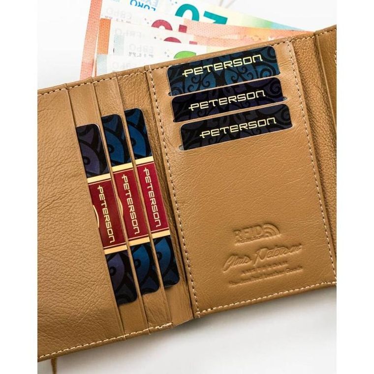 Portfel, złoty, skórzany, Peterson