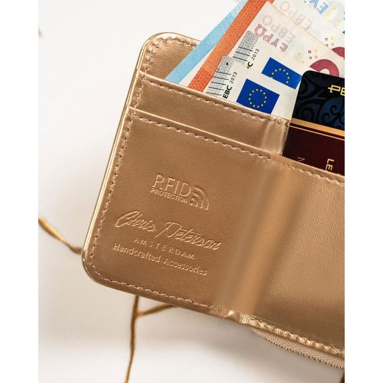 Portfel, złoty, skórzany, Peterson