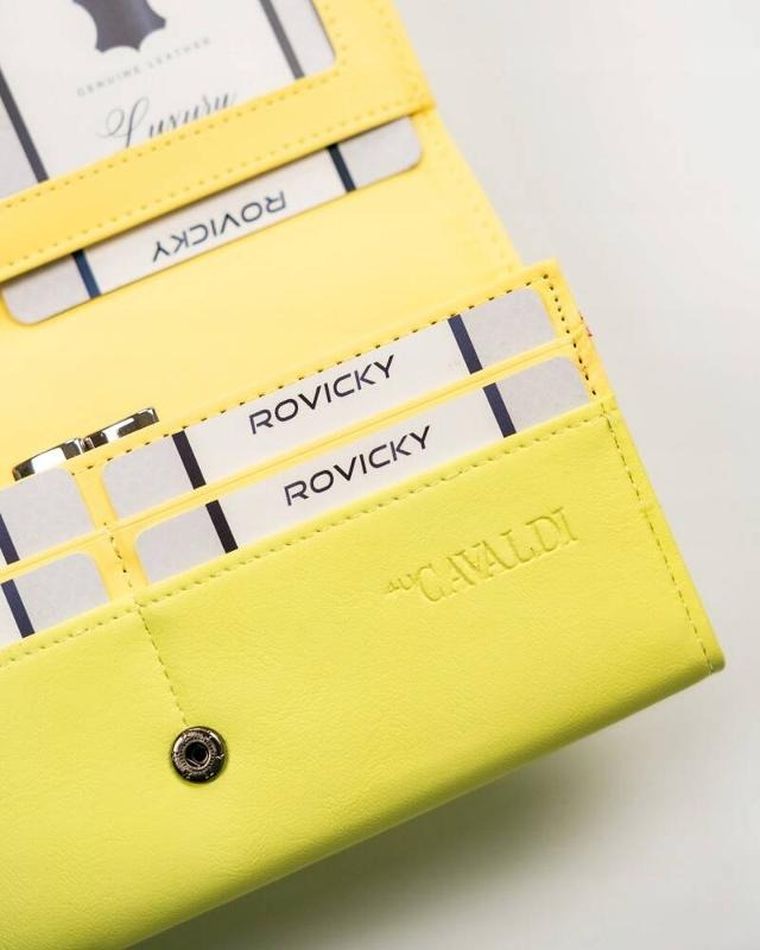 Portfel, żółty, skóra ekologiczna, RFID, Cavaldi