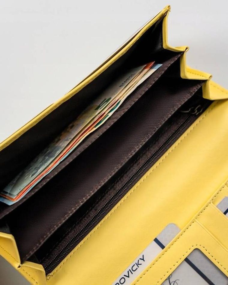 Portfel, żółty, skóra ekologiczna, RFID, Cavaldi