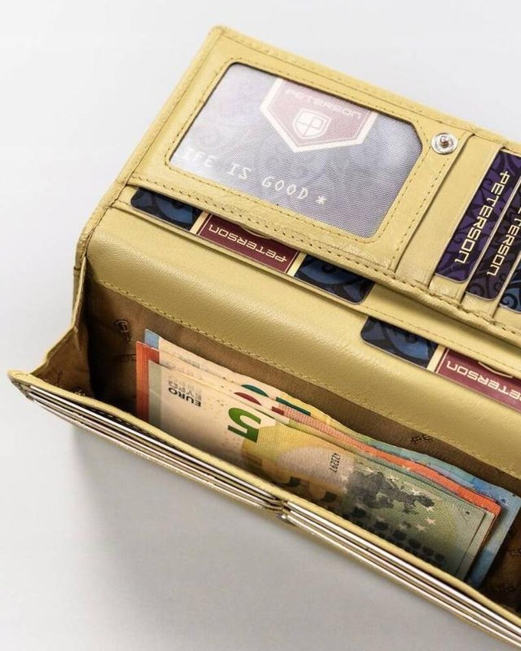 Portfel, żółty, skórzany, Peterson