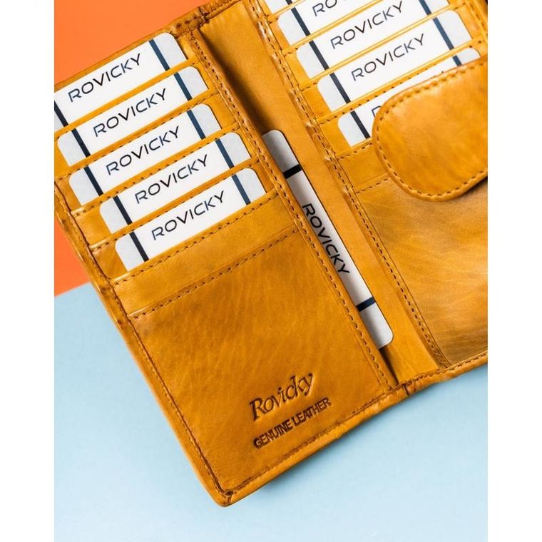 Portfel, żółty, skórzany, Rovicky