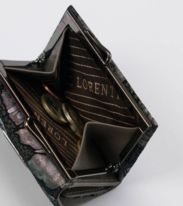 Portmonetka, szara, skórzana, Lorenti