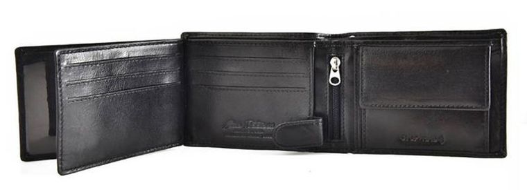 Potfel z łańcuchem, skórzany, czarny, Peterson