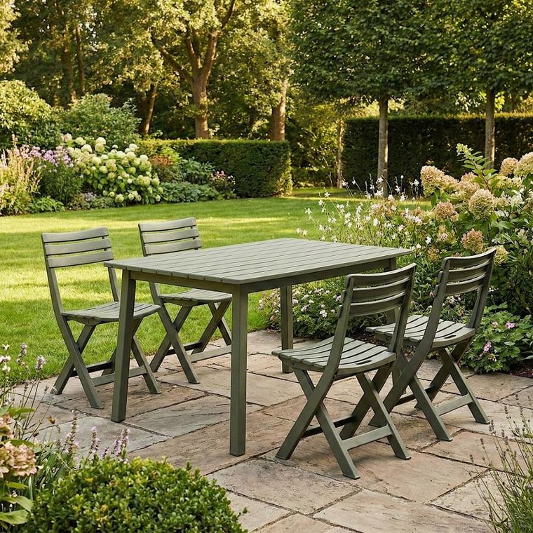 ProGarden, Komodo, krzesła cateringowe, składane, plastikowe, zielone, 4 szt.