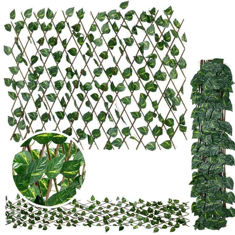 ProGarden, krata ażurowa ze sztucznymi liśćmi, 180-90 cm