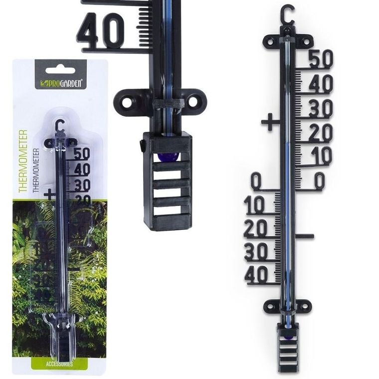 ProGarden, termometr zewnętrzny, czarny, 25 cm